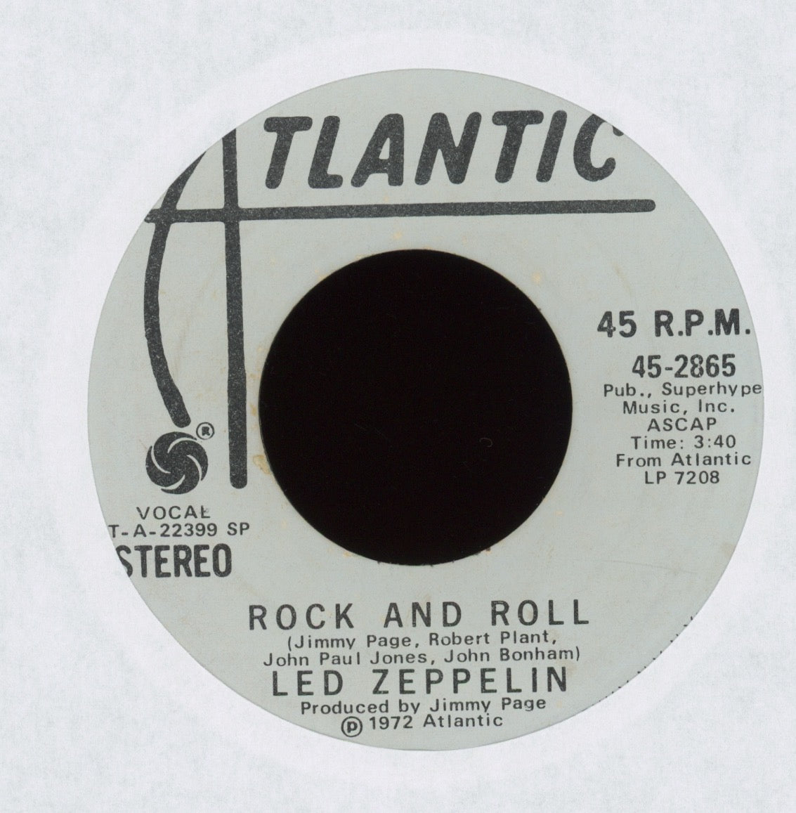 Led Zeppelin - Rock And Roll on Atlantic Mono / Stereo Promo 45