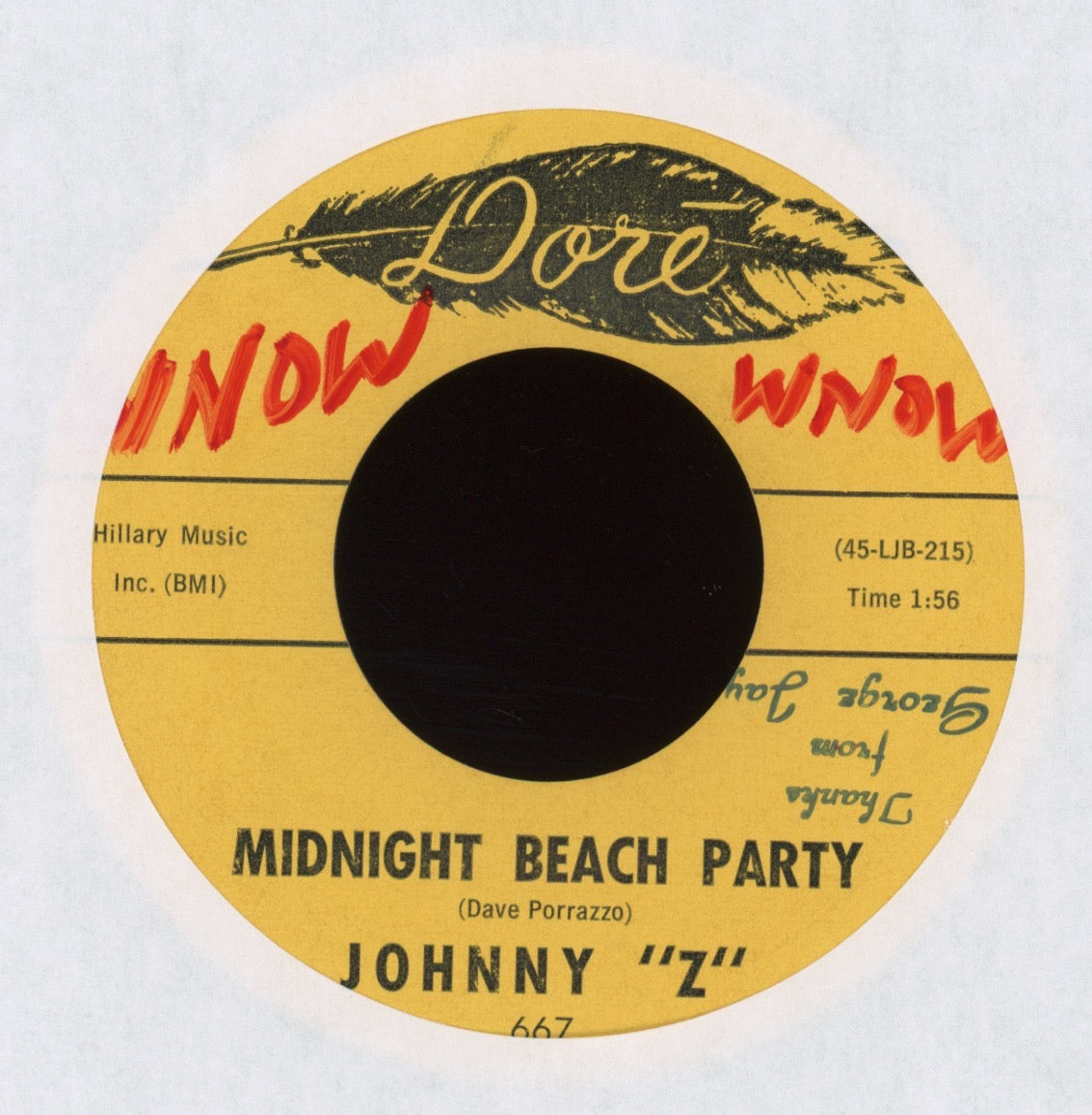 Johnny "Z" - Midnight Beach Party / Beach Bum on Dore Surf 45