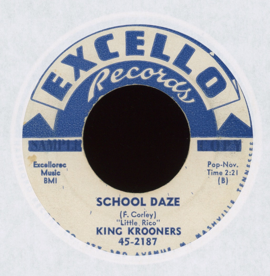 The King Crooners - School Daze on Excello Promo R&B Doo Wop 45