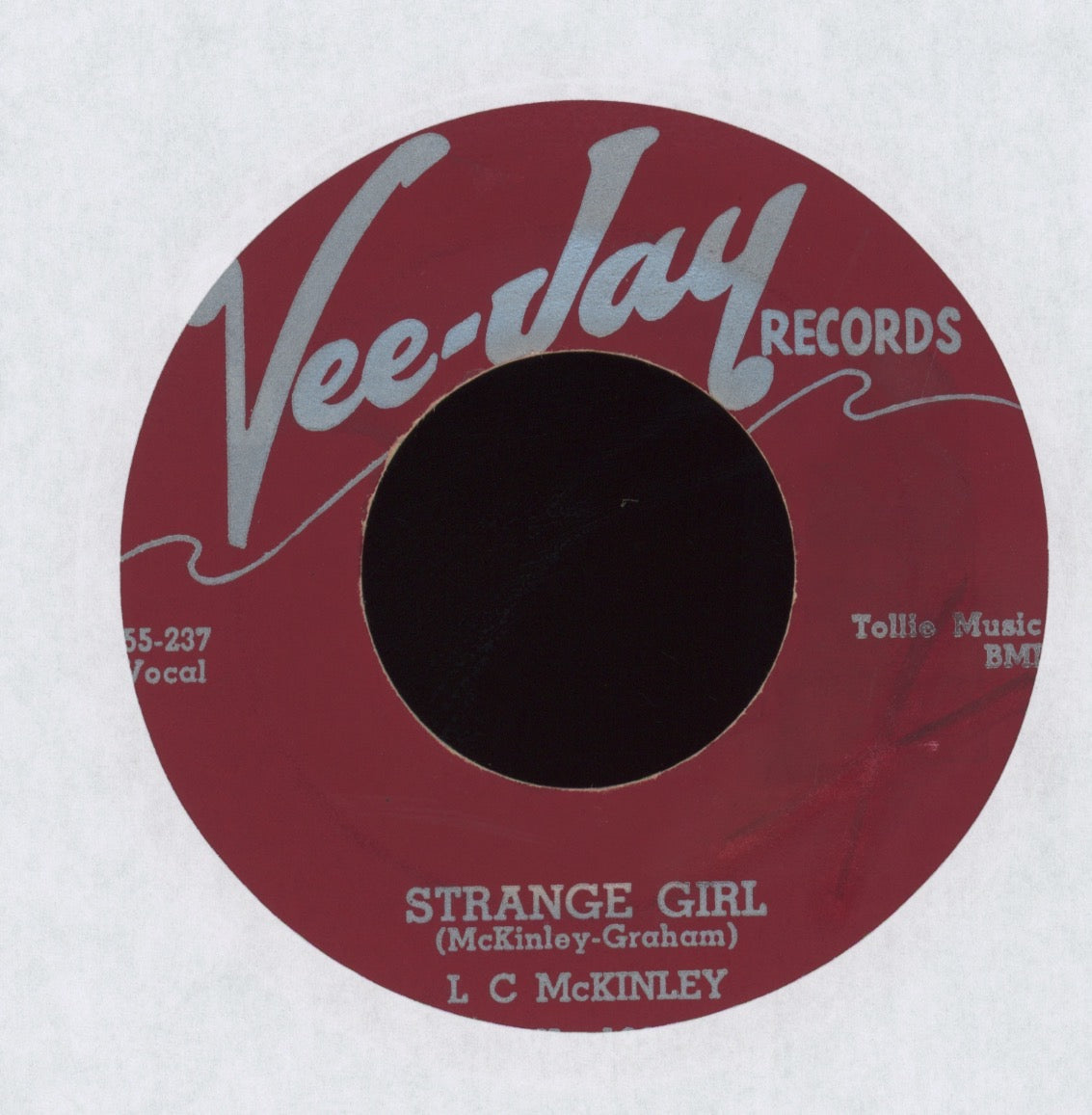 L.C. McKinley - Strange Girl / She's Five Feet Three on Vee Jay Blues 45