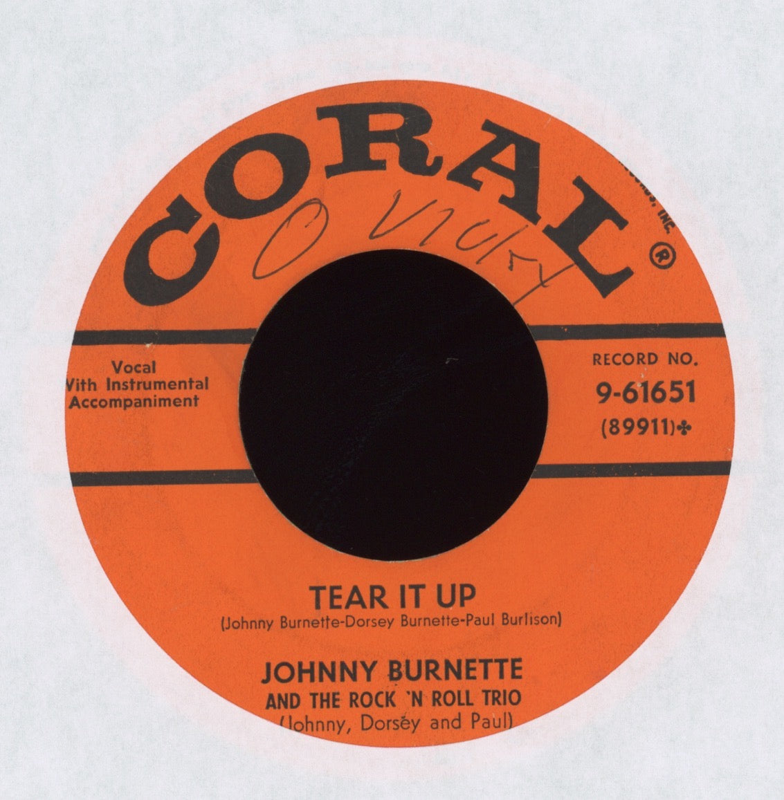 The Johnny Burnette Trio - Tear It Up on Coral Rockabilly 45