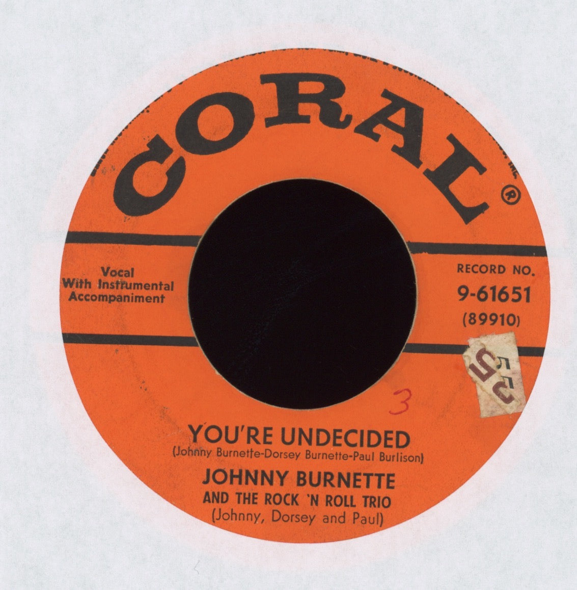 The Johnny Burnette Trio - Tear It Up on Coral Rockabilly 45