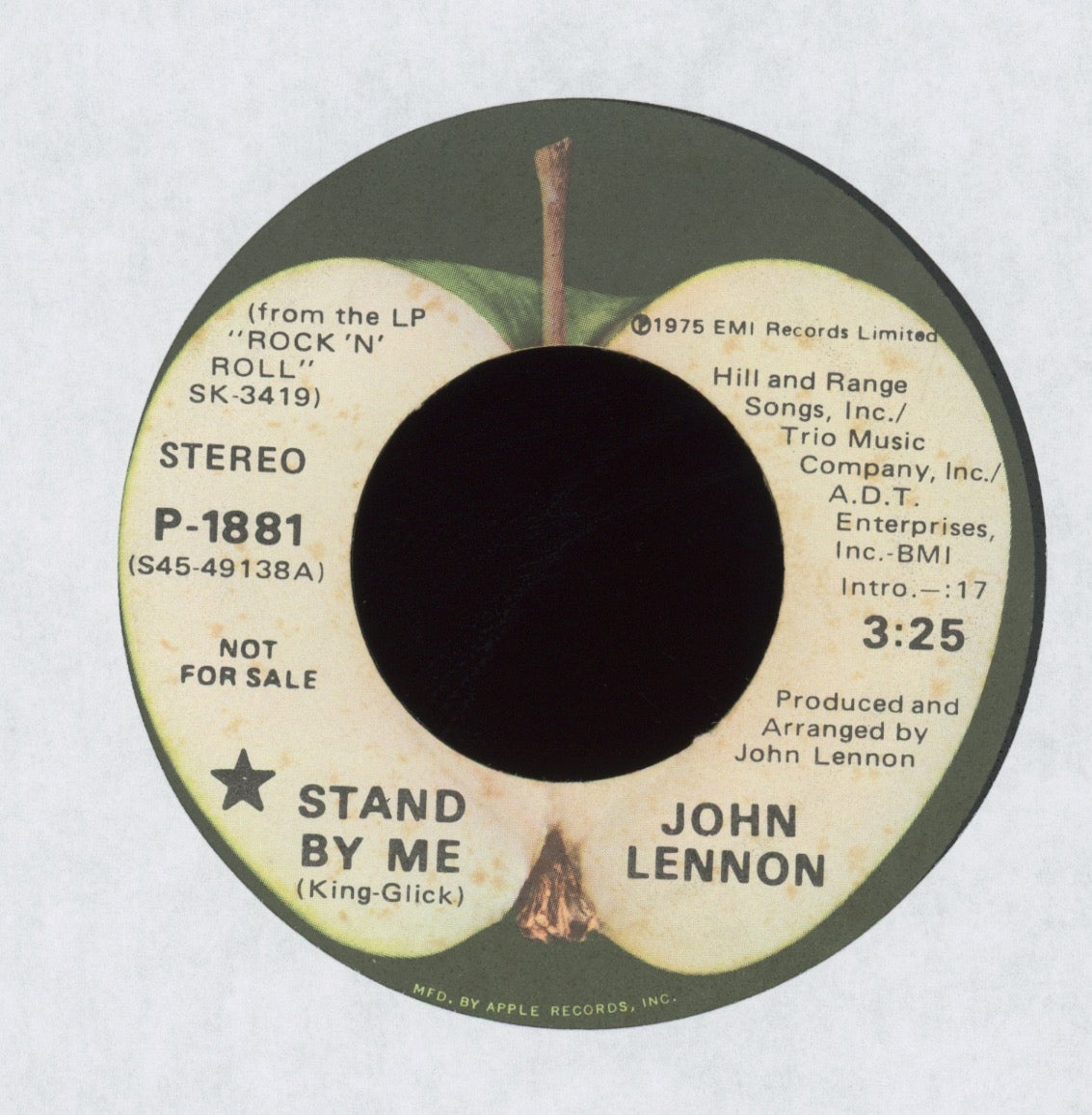 John Lennon - Stand By Me on Apple Mono / Stereo Promo Rock 45