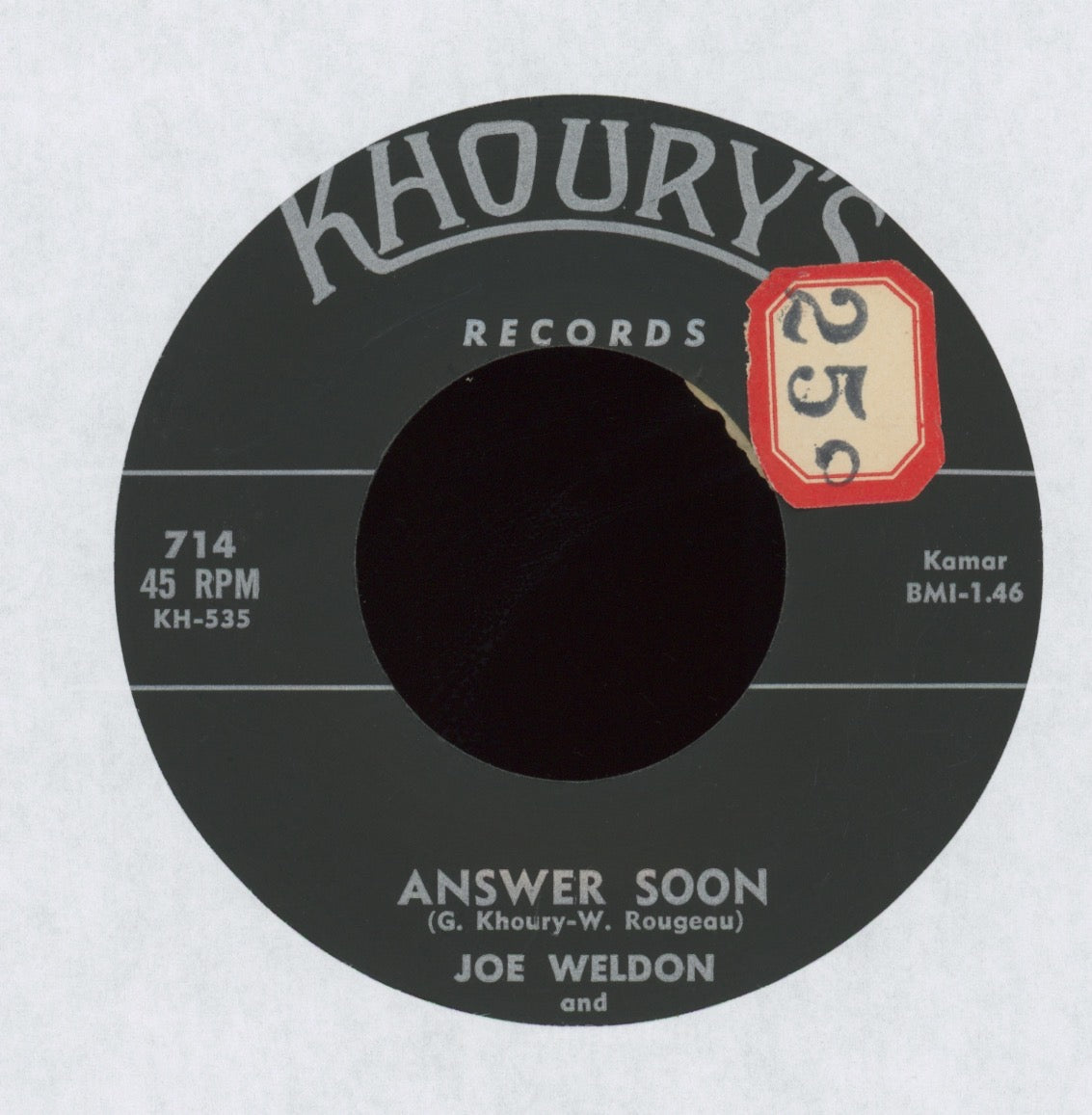 Joe Weldon And The Whirlwinds - Someone on Khoury's R&B Doo Wop 45