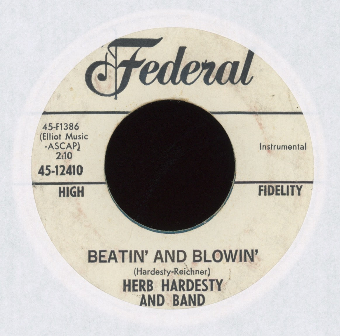 Herb Hardesty - Beatin' And Blowin' on Federal Promo Instro R&B 45