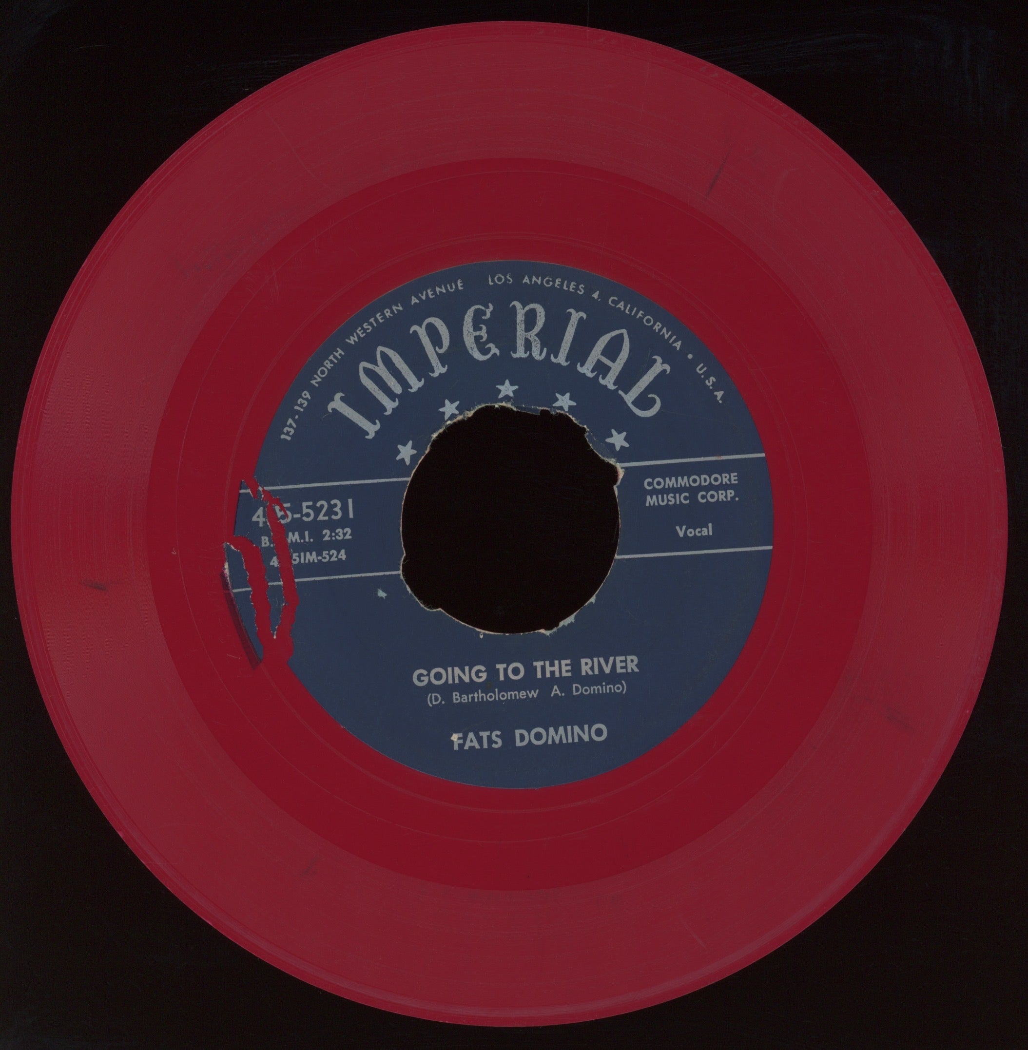 Fats Domino - Going To The River / Mardi Gras In New Orleans on Imperial Red Vinyl R&B 45