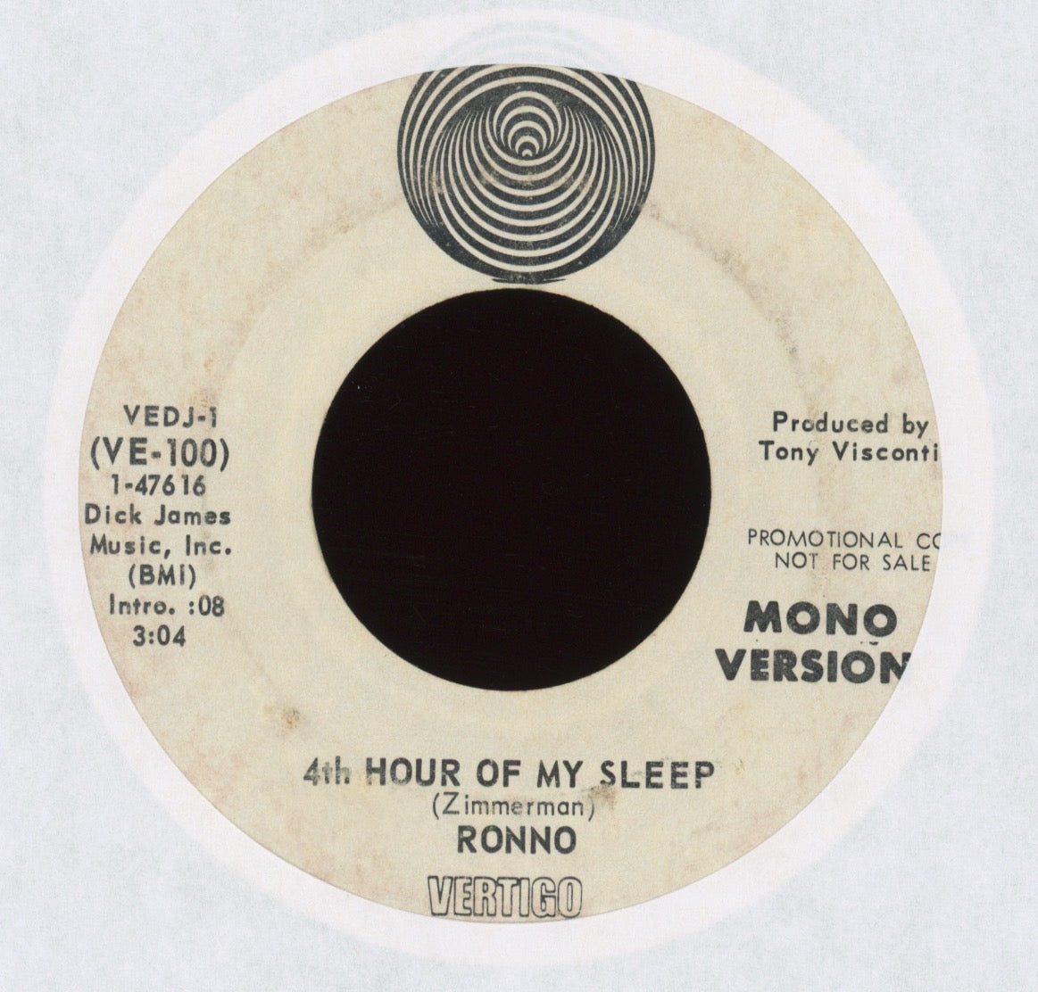 Ronno - 4th Hour Of My Sleep on Vertigo Hard Rock 45 Mick Ronson