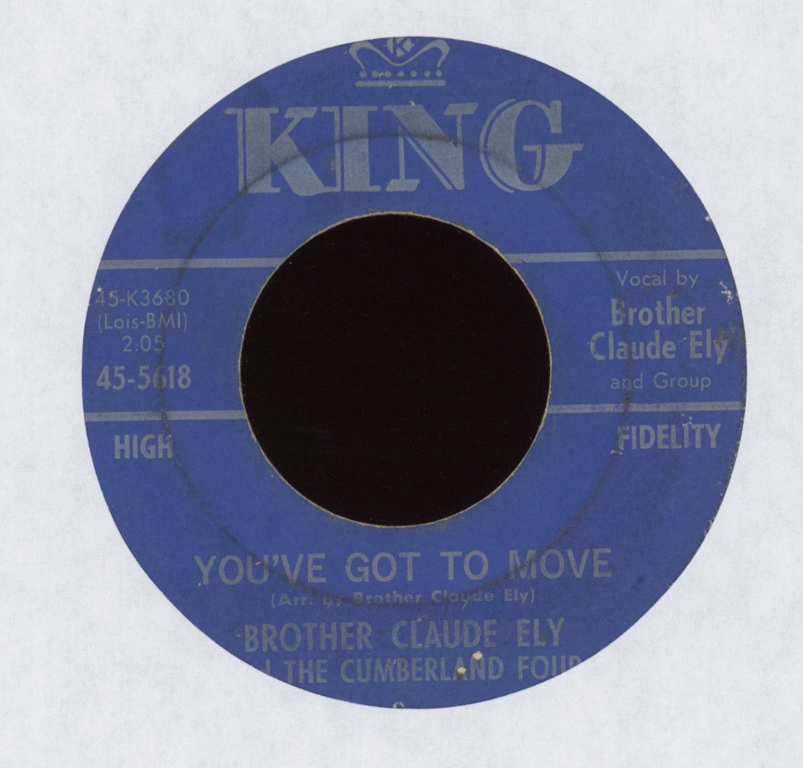 Brother Claude Ely - Little David Play On Your Harp on King Country Gospel Bopper 45