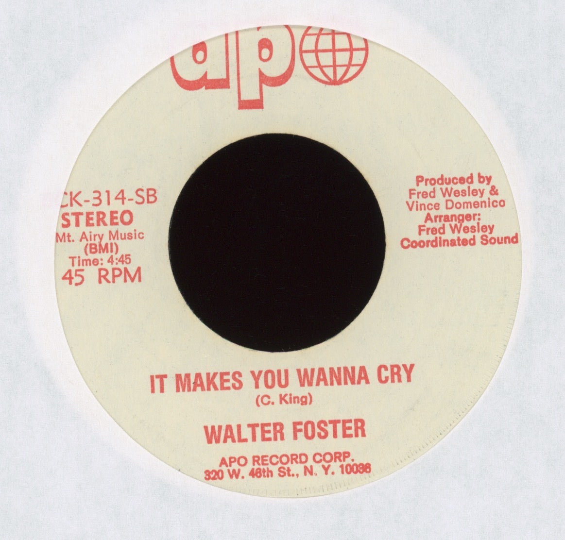 Walter Foster - The Peanut Man on APO Funk 45