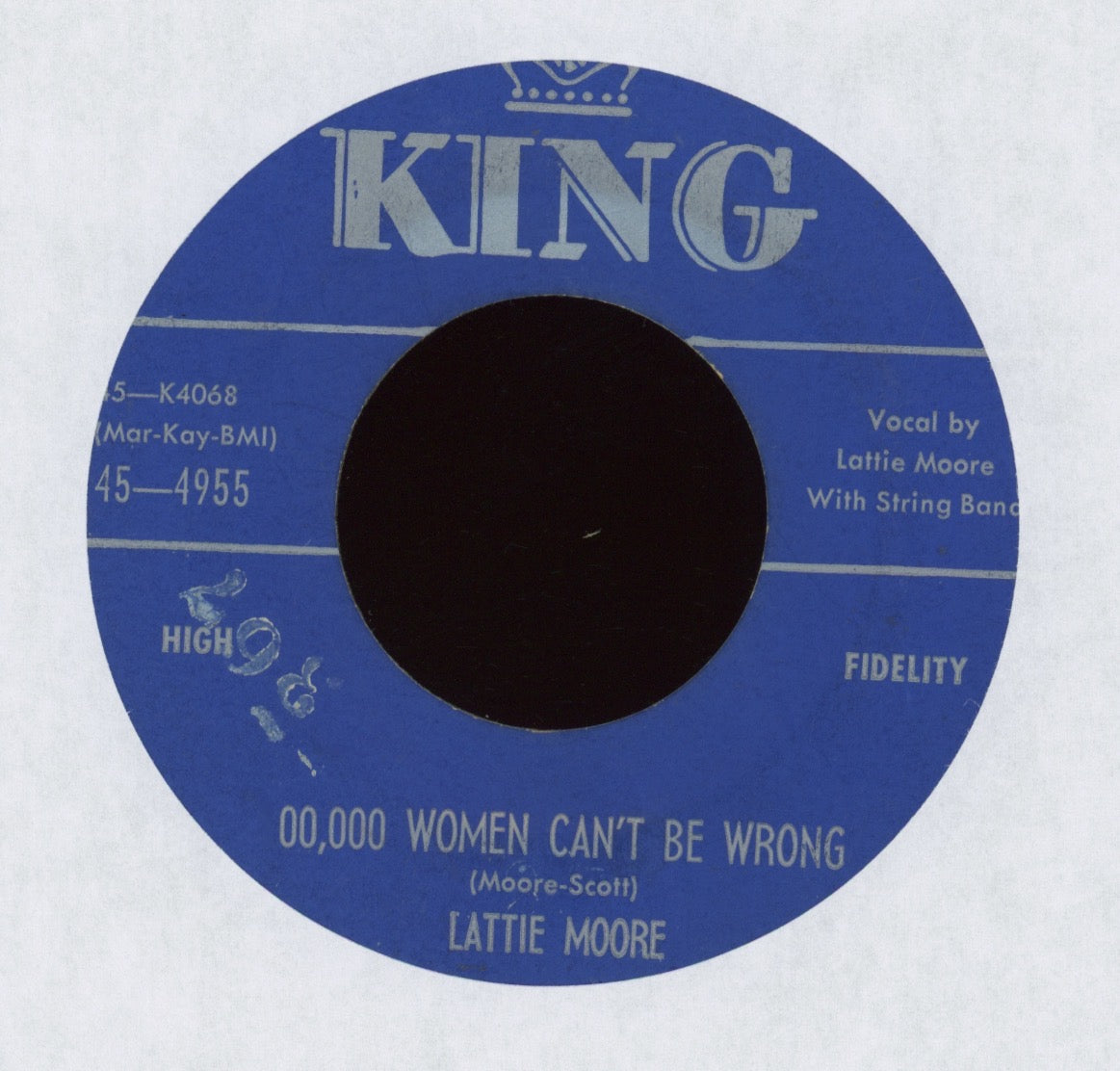 Lattie Moore - 100,000 Women Can't Be Wrong on King Country Bop 45