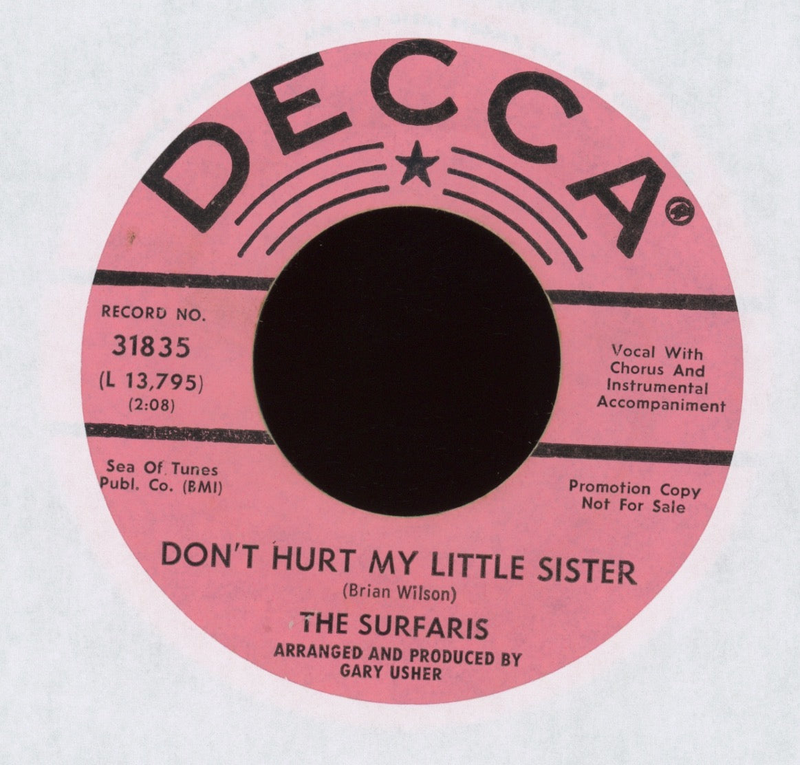 The Surfaris - Don't Hurt My Little Sister on Decca Promo Surf 45