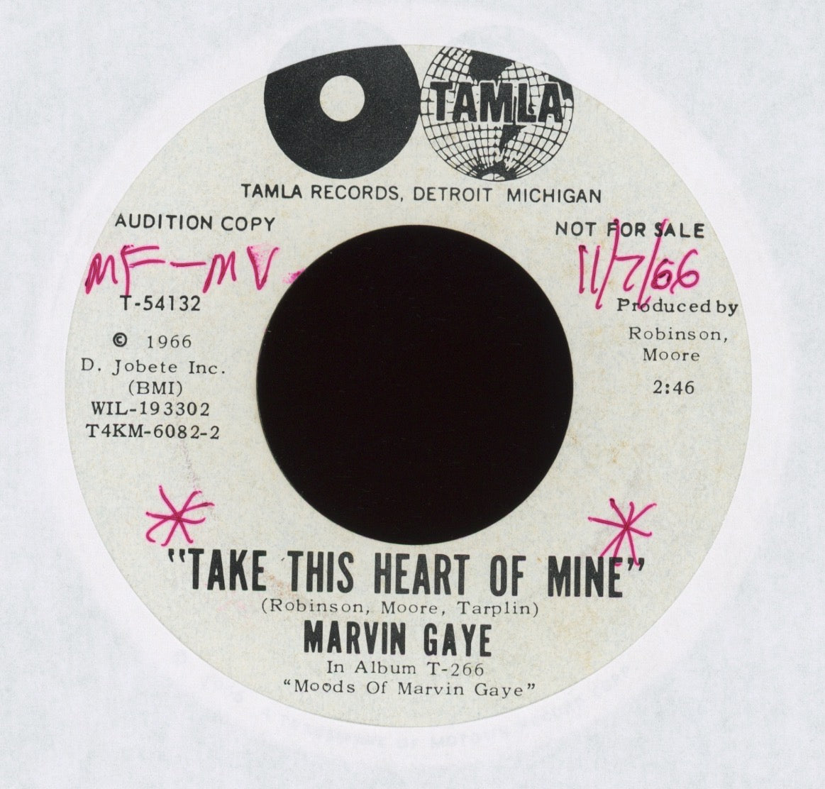 Marvin Gaye - Take This Heart Of Mine on Tamla Promo Northern Soul 45
