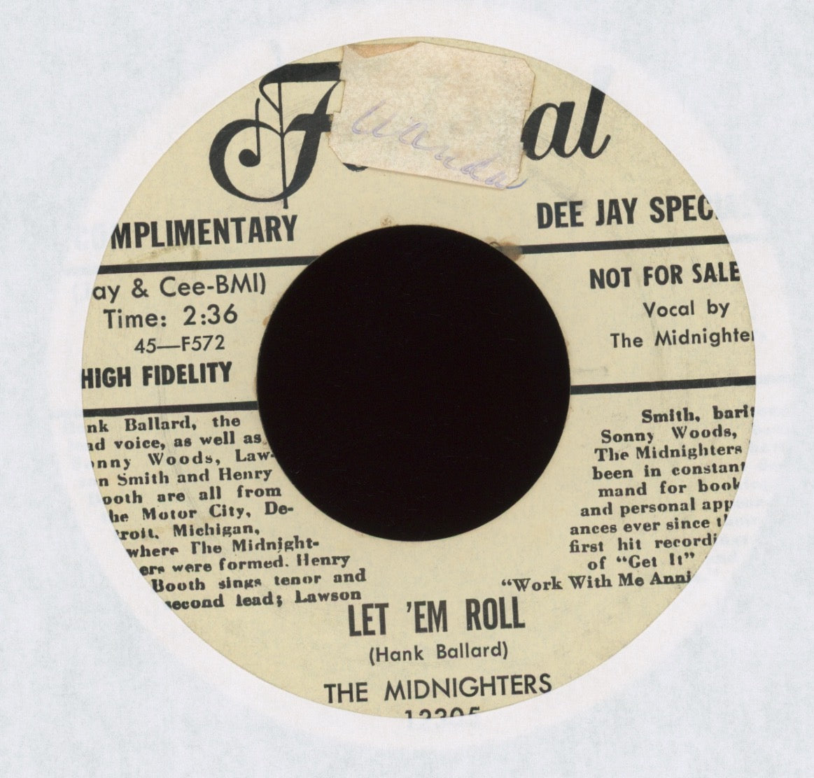The Midnighters - What Made You Change Your Mind on Federal Bio Promo R&B Doo Wop 45