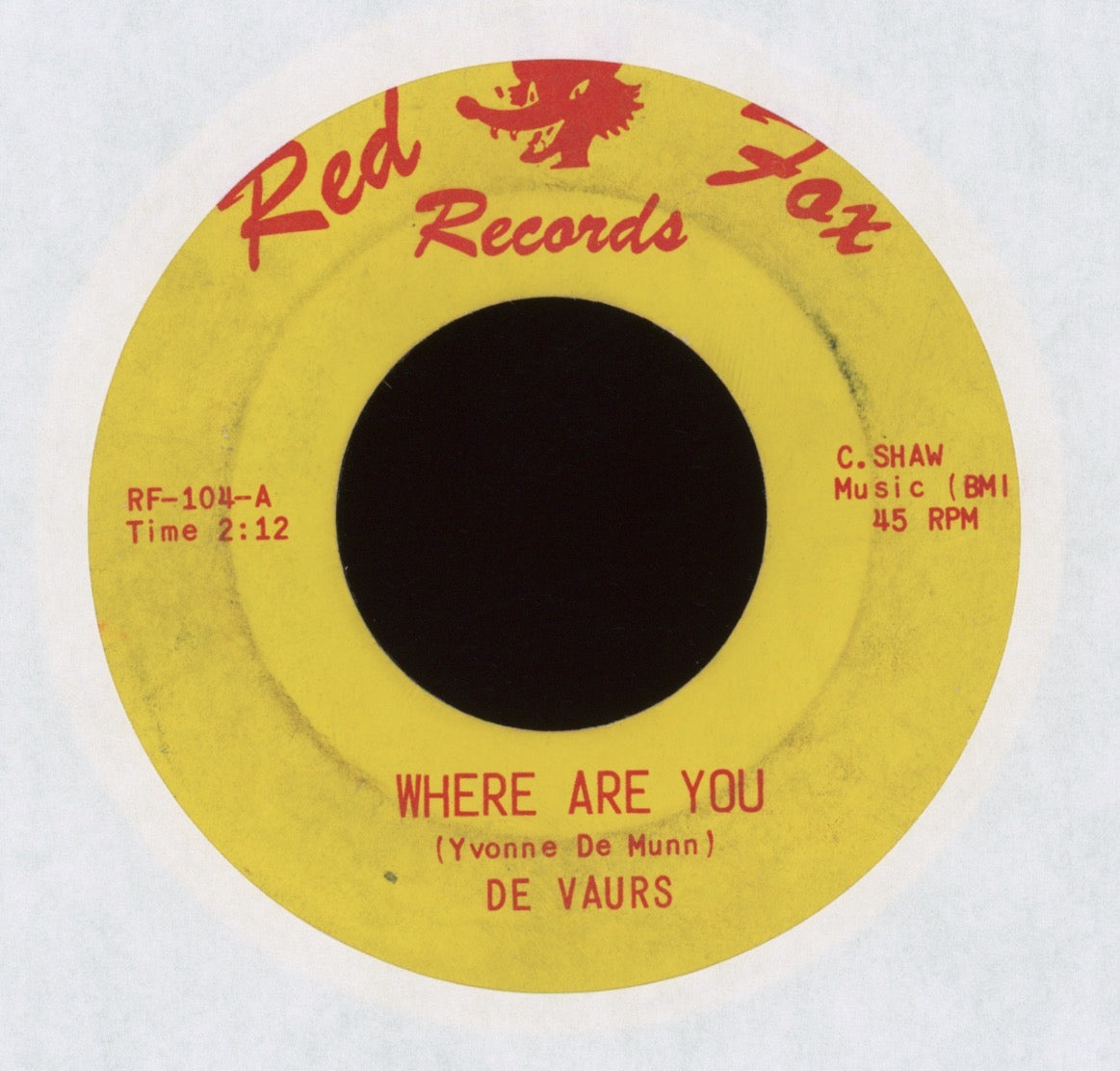 De Vaurs - Where Are You on Red Fox Reissue R&B Doo Wop 45