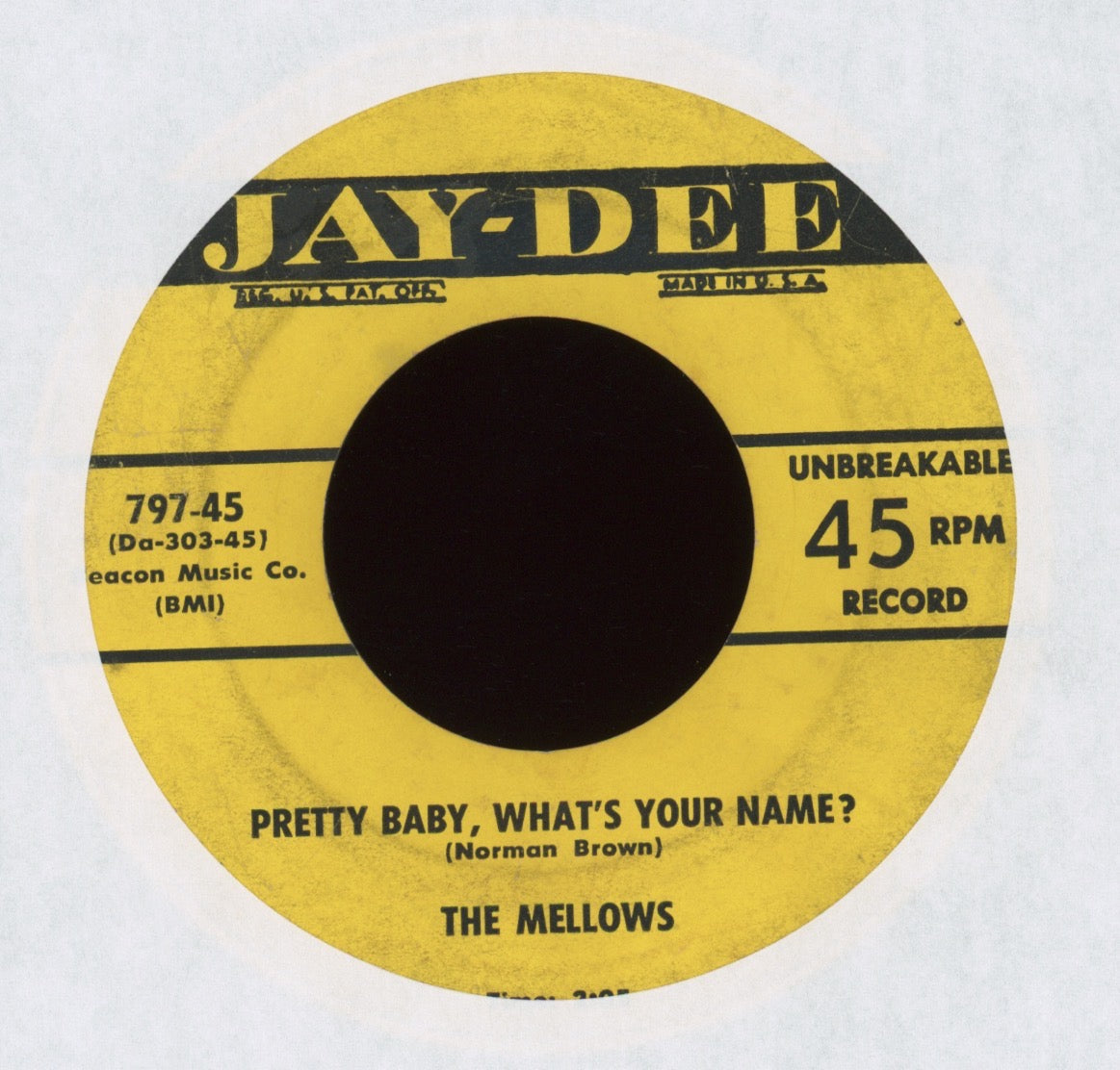 The Mellows featuring Lillian Leach - Pretty Baby What's Your Name? on Jay Dee R&B Doo Wop 45