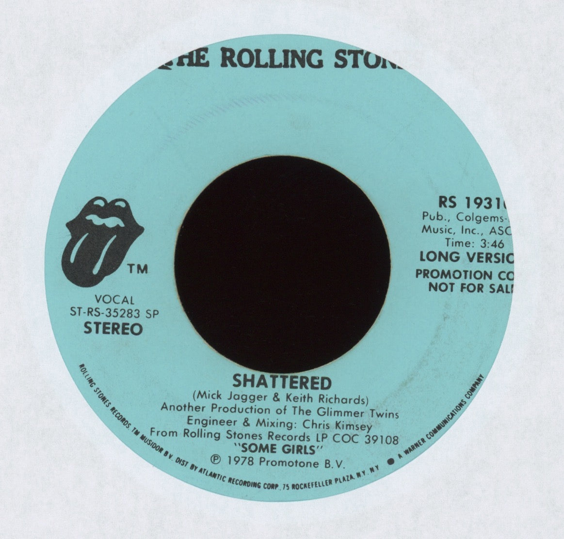 The Rolling Stones - Shattered on Rolling Stones Records Promo Rock 45