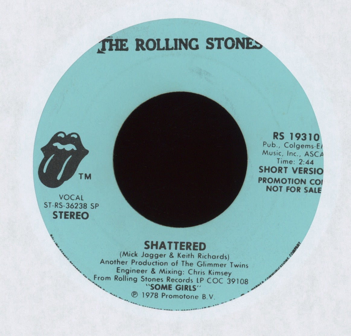 The Rolling Stones - Shattered on Rolling Stones Records Promo Rock 45