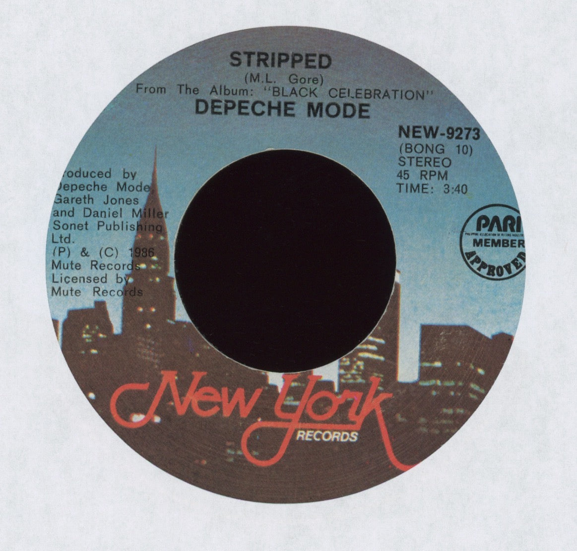Depeche Mode - Stripped on New York Philippines Press Synth Pop 45