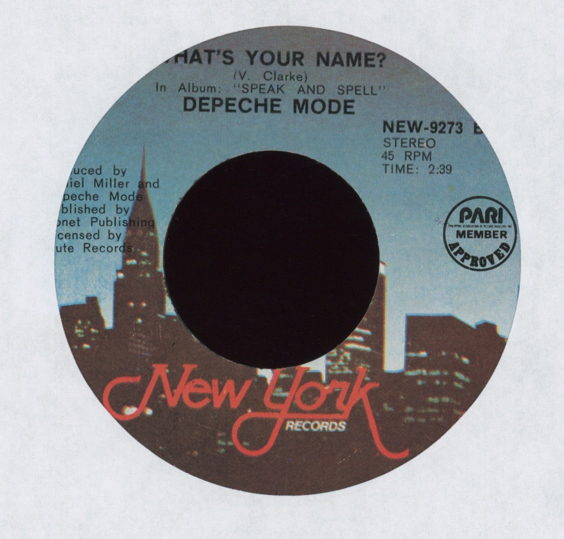 Depeche Mode - Stripped on New York Philippines Press Synth Pop 45
