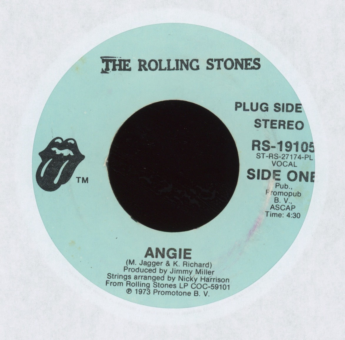The Rolling Stones - Angie on Rolling Stones Records Promo Rock 45