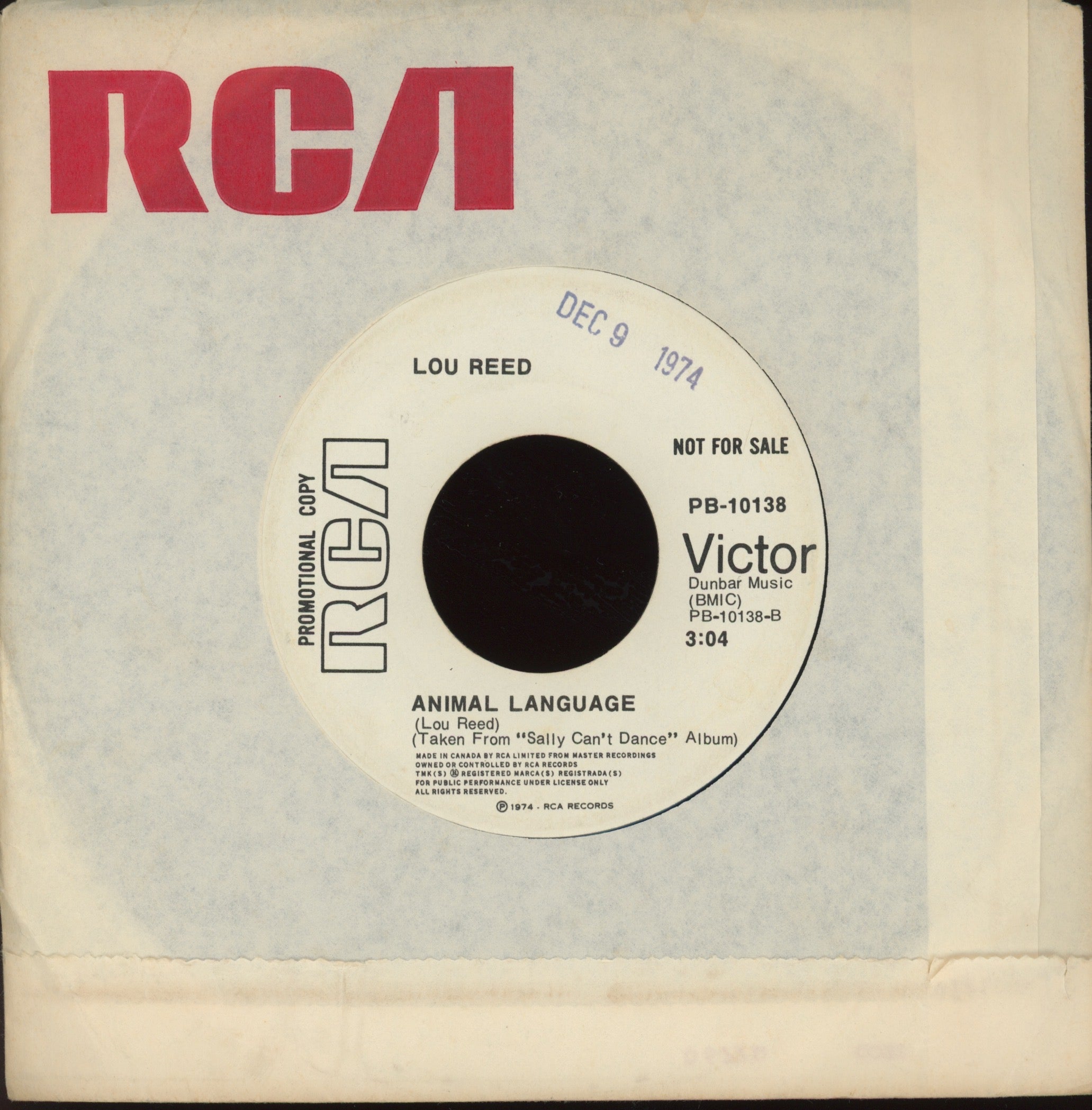 Lou Reed - Ride Sally Ride on RCA Promo Canadian Press Rock 45