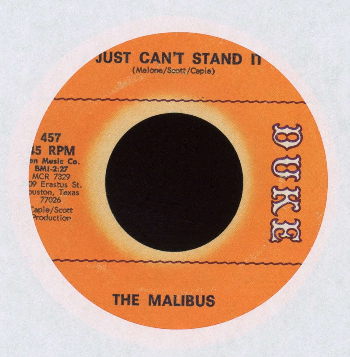 The Malibus - I Just Can't Stand It on Duke Northern Soul 45