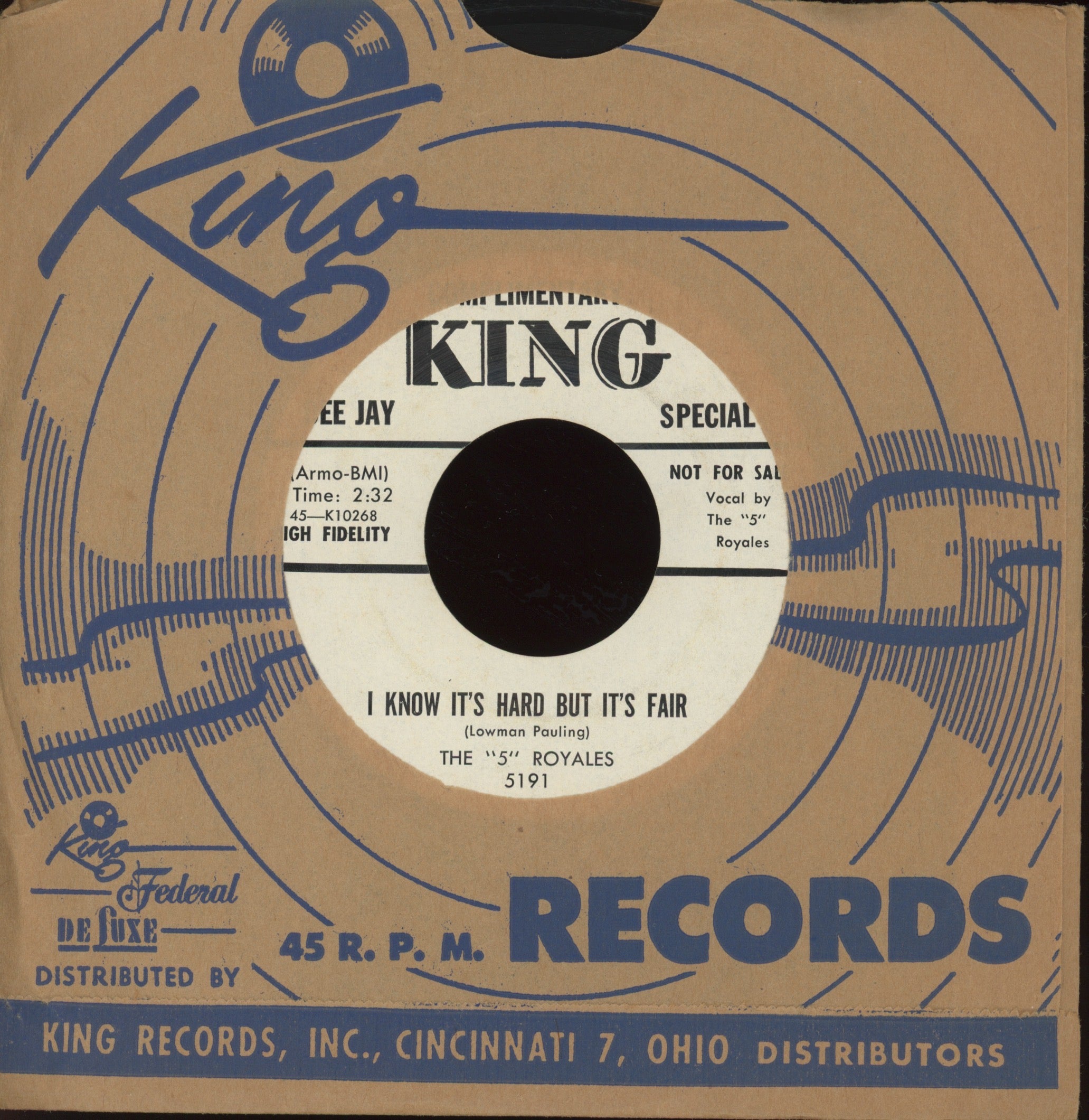 The 5 Royales - Miracle Of Love on King Promo R&B Doo Wop 45