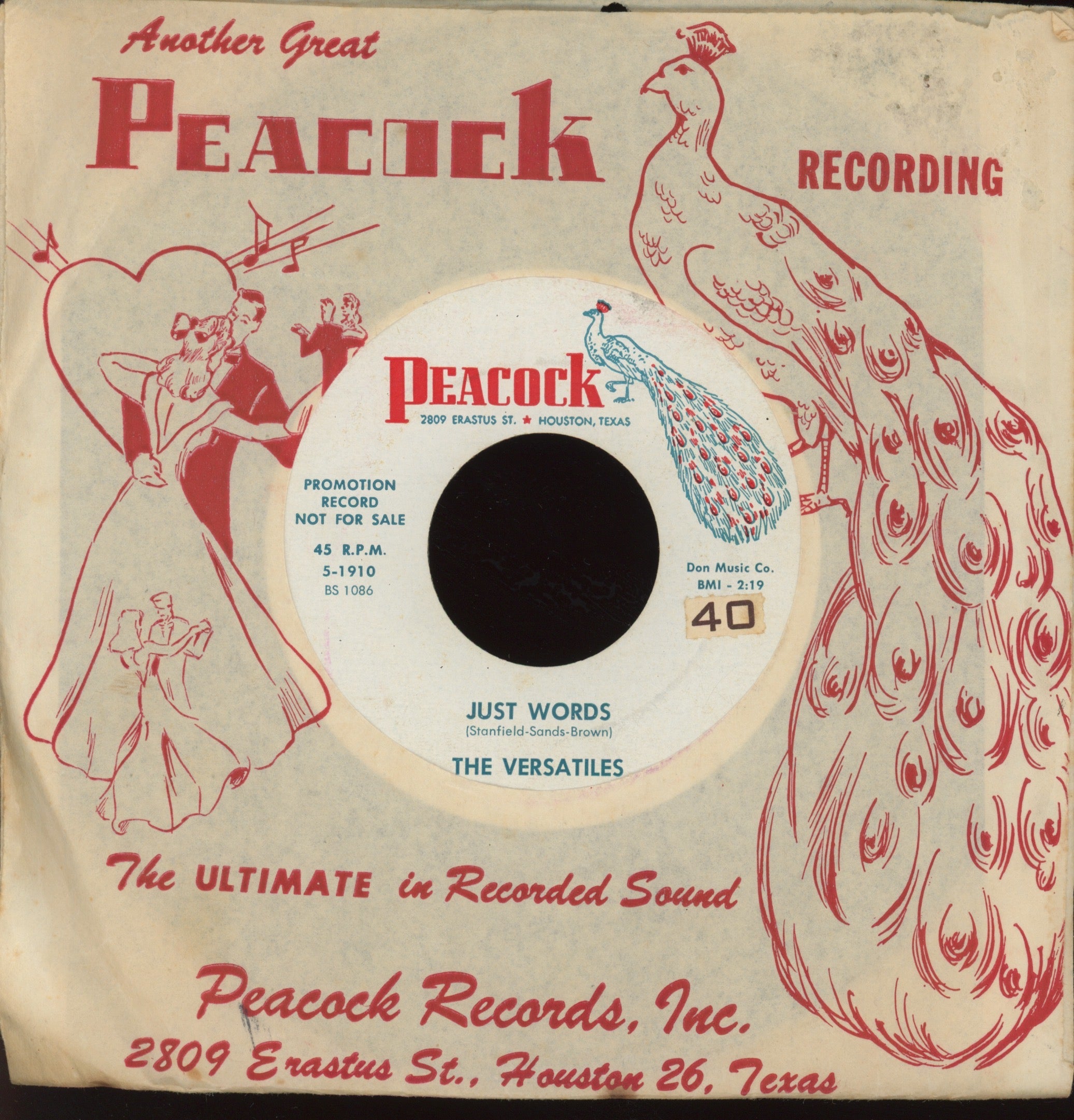 The Versatiles - Just Words on Peacock Promo Soul Doo Wop 45