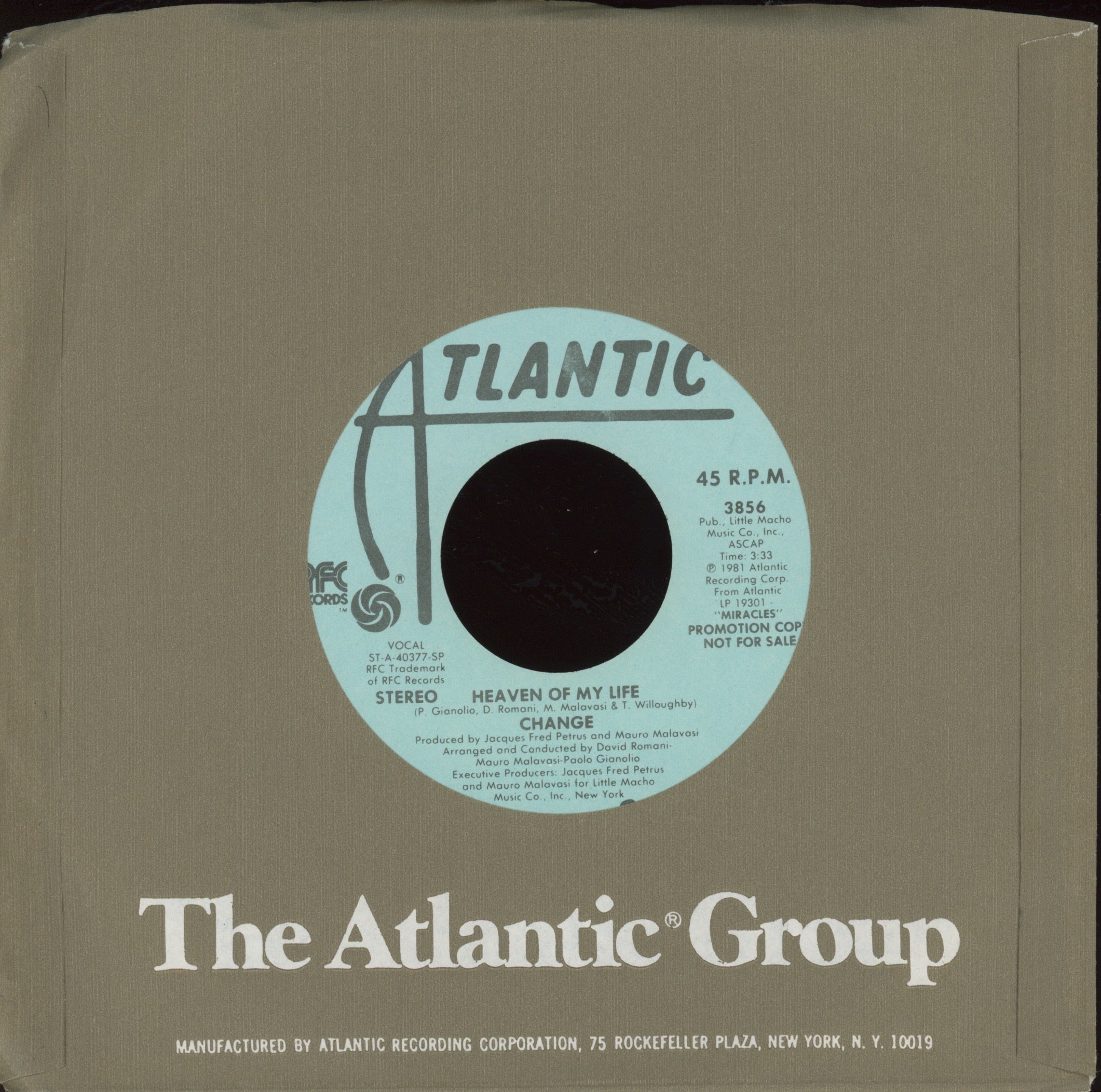 Change - Heaven Of My Life on Atlantic Promo Modern Soul 45