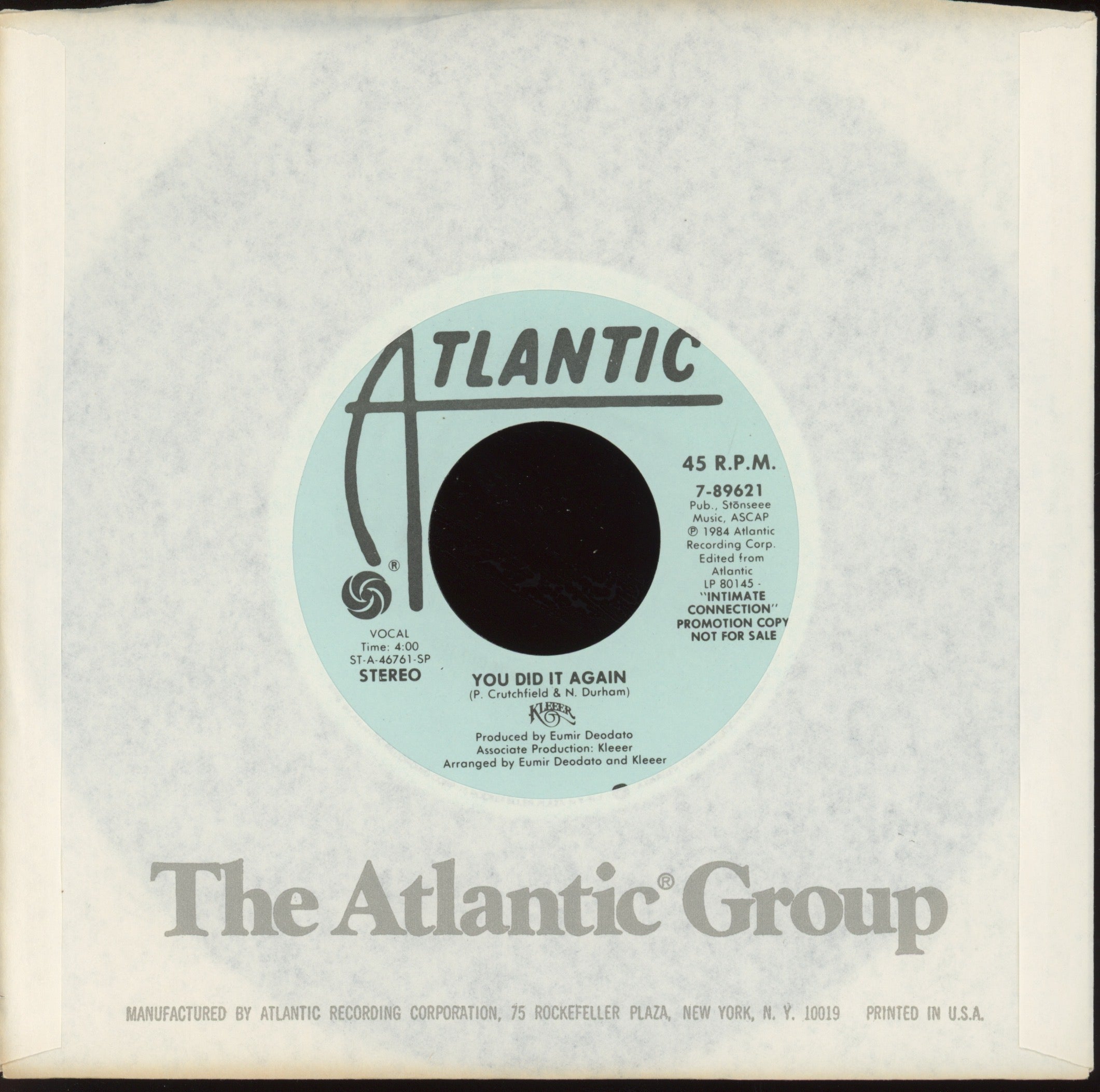 Kleeer - You Did It Again on Atlantic Promo Modern Soul 45