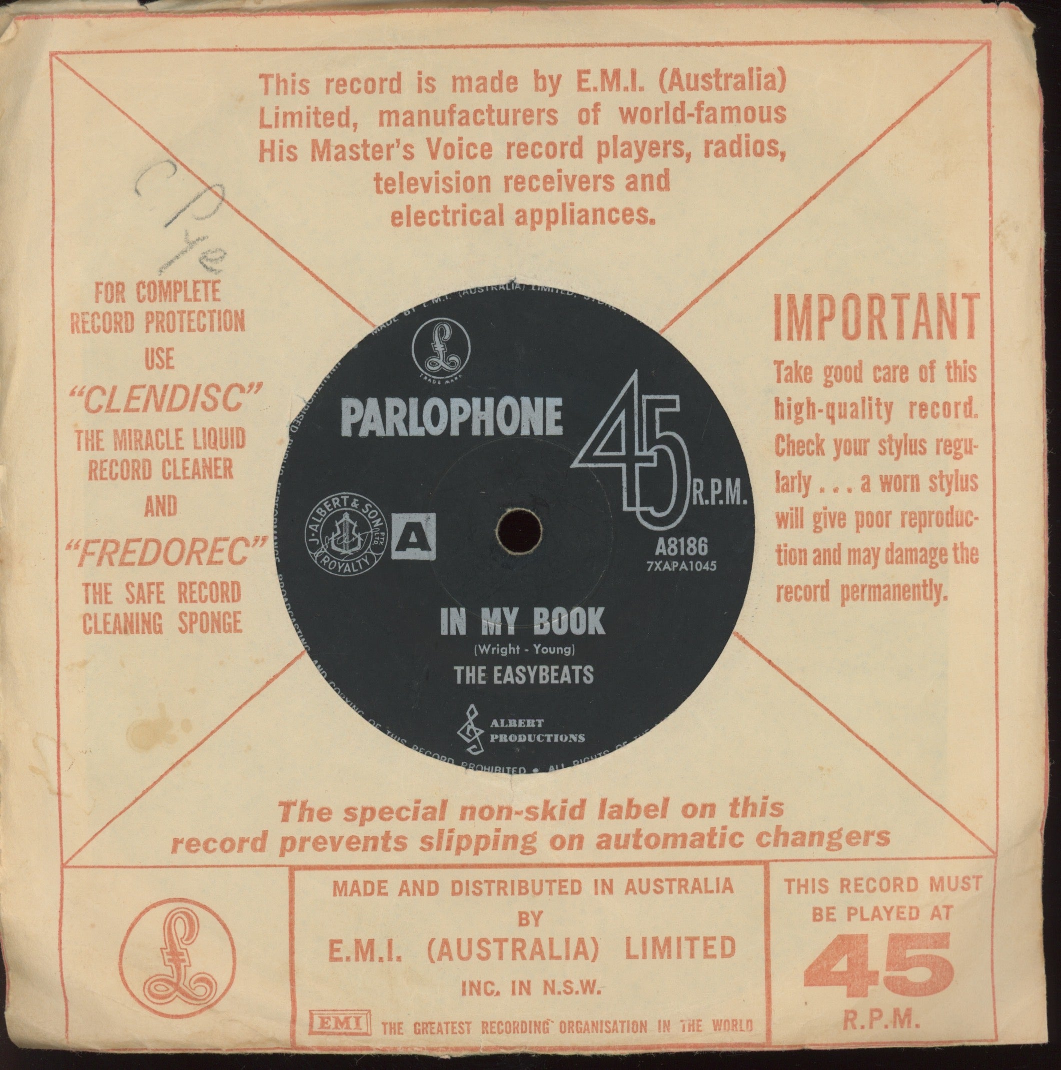 The Easybeats - Women (Make You Feel Alright) / In My Book on Parlophone Australian Press Garage Mod 45