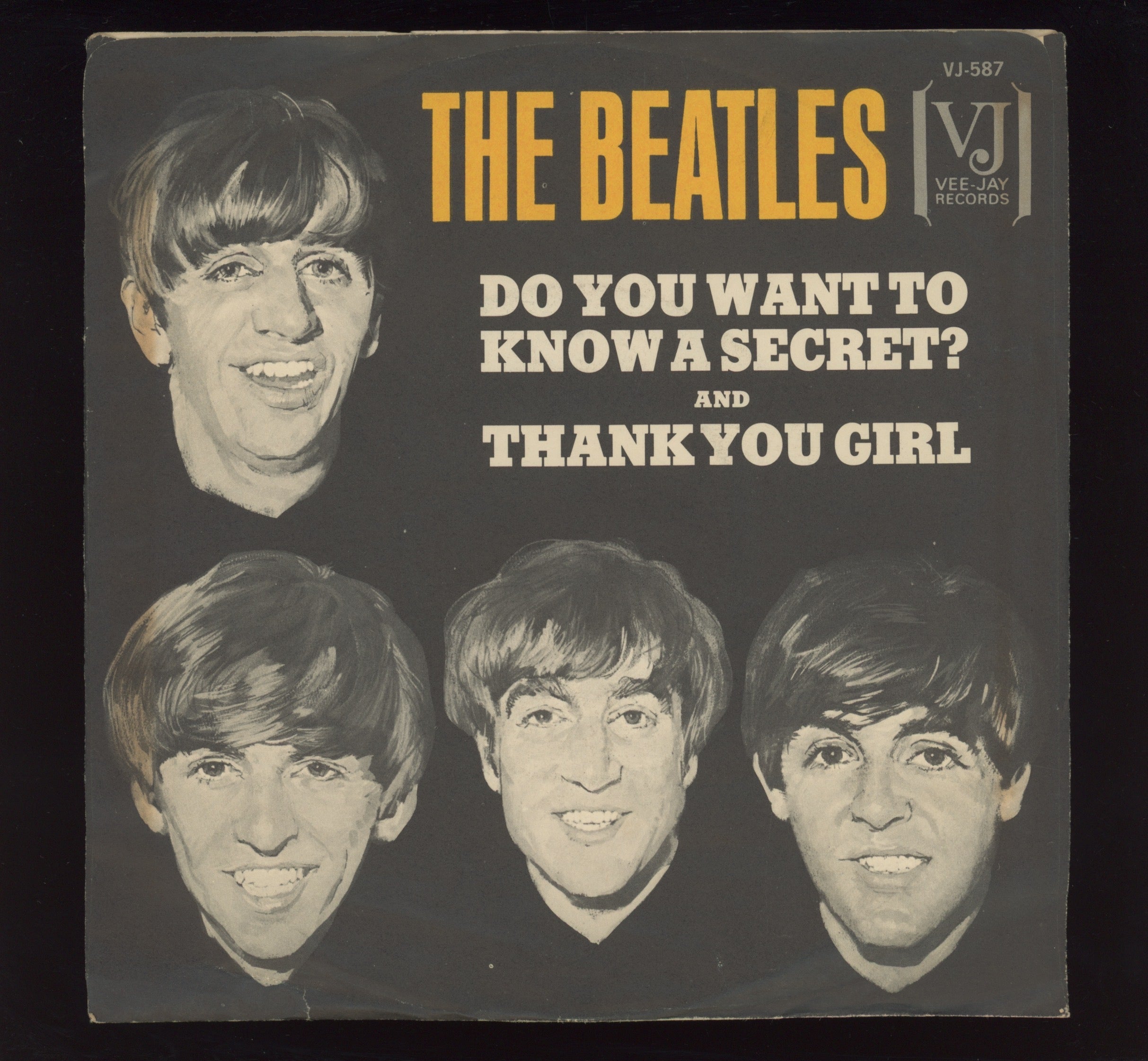 The Beatles - Do You Want To Know A Secret on VJ Black Label Without Brackets 45 With Picture Sleeve