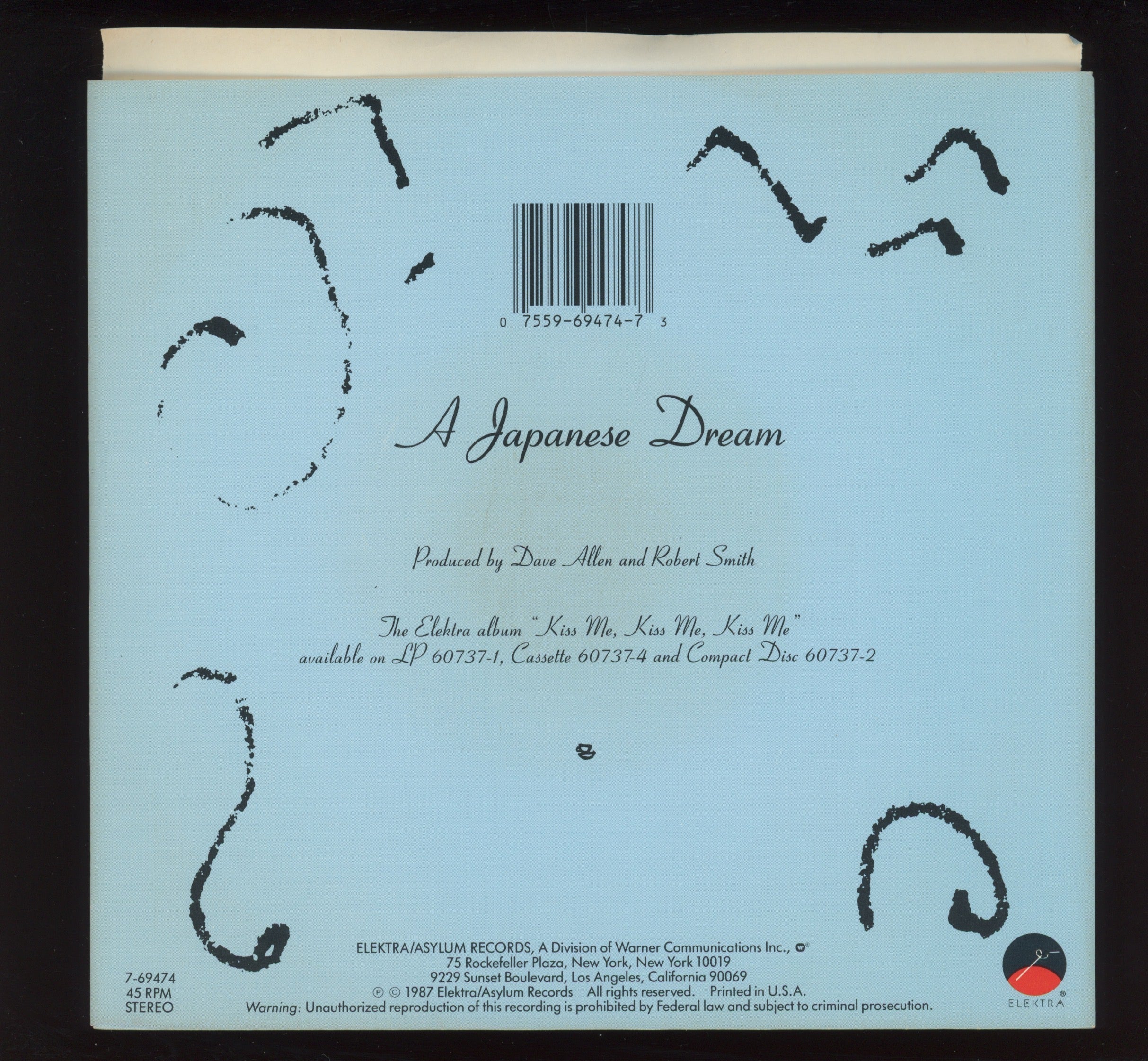 The Cure - Why Can't I Be You? on Elektra Promo 45 With Picture Sleeve