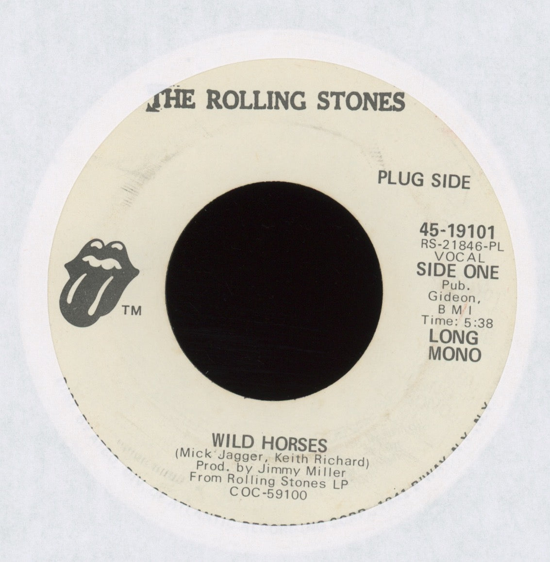 The Rolling Stones - Wild Horses on Rolling Stones Records Promo Rock 45