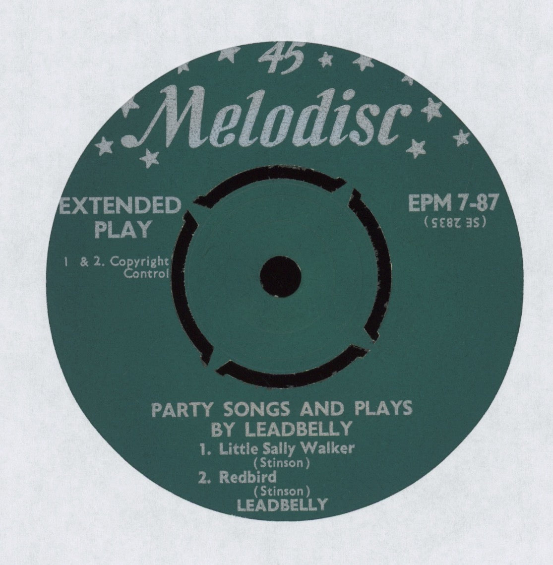 Leadbelly - Party Songs And Plays By Leadbelly on Melodisc UK Folk Blues EP With Picture Sleeve