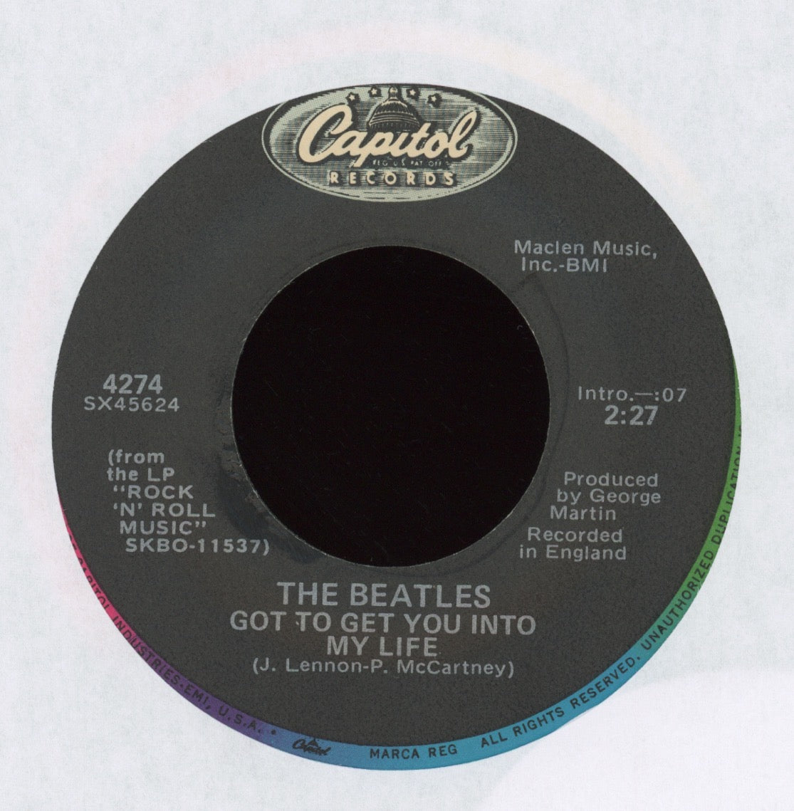 The Beatles - Got To Get You Into My Life on Capitol 45 With Picture Sleeve Reissue