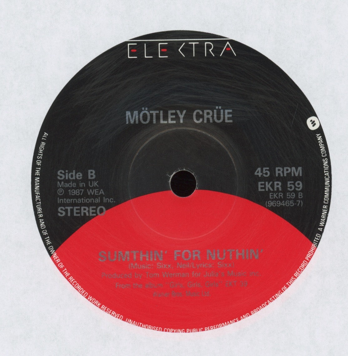 Mötley Crüe - Girls Girls Girls on Elektra UK 45 With Uncensored Picture Sleeve