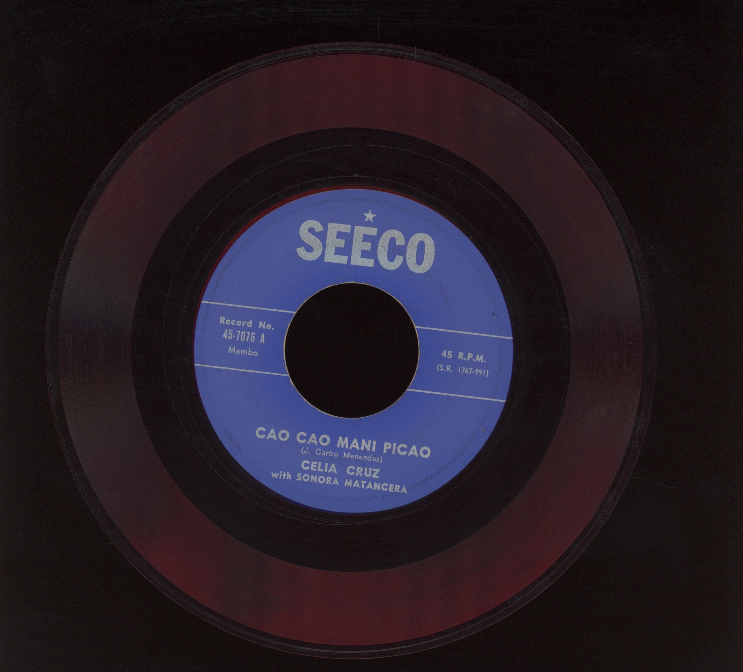 Celia Cruz With Sonora Matancera - Cao Cao Mani Picao on Seeco Red Vinyl Latin Mambo 45