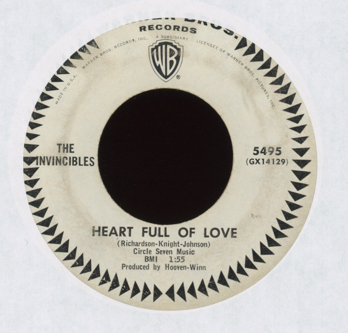 The Invincibles - Heart Full Of Love on WB Promo Sweet Soul 45