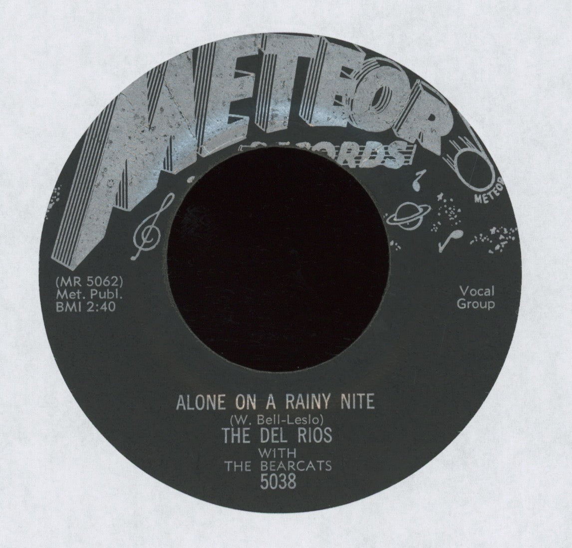 The Del-Rios With The Bearcats - Alone On A Rainy Nite on Meteor R&B Doo Wop 45