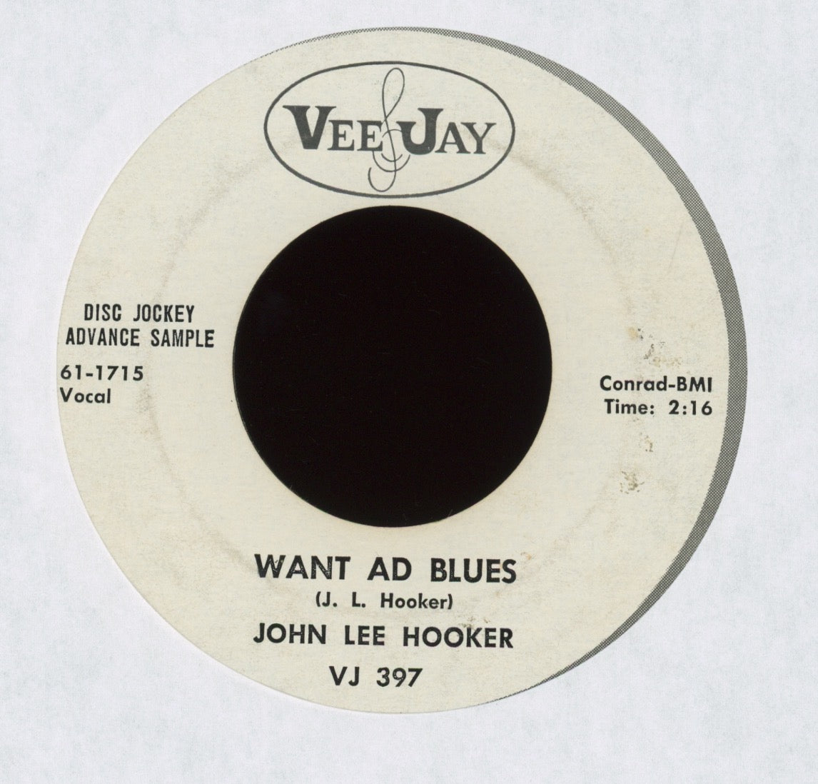 John Lee Hooker - Want Ad Blues on Vee Jay Promo Blues 45