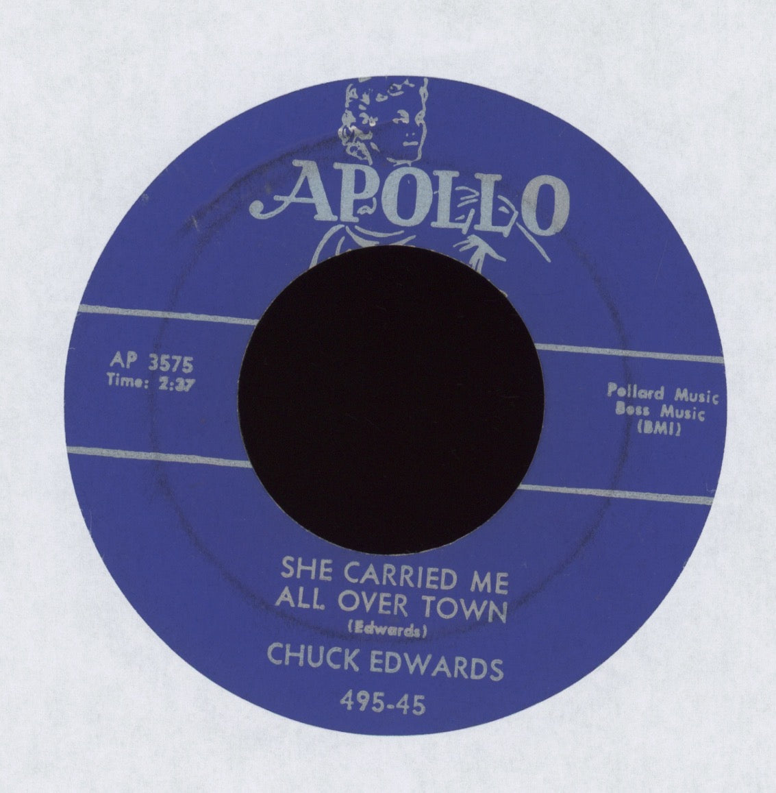 Chuck Edwards - She Carried Me All Over Town on Apollo R&B Rocker 45