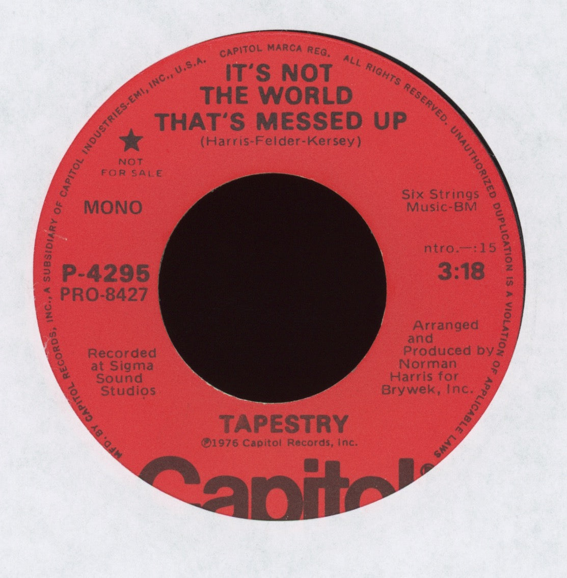 Tapestry - It's Not The World That's Messed Up on Capitol Promo