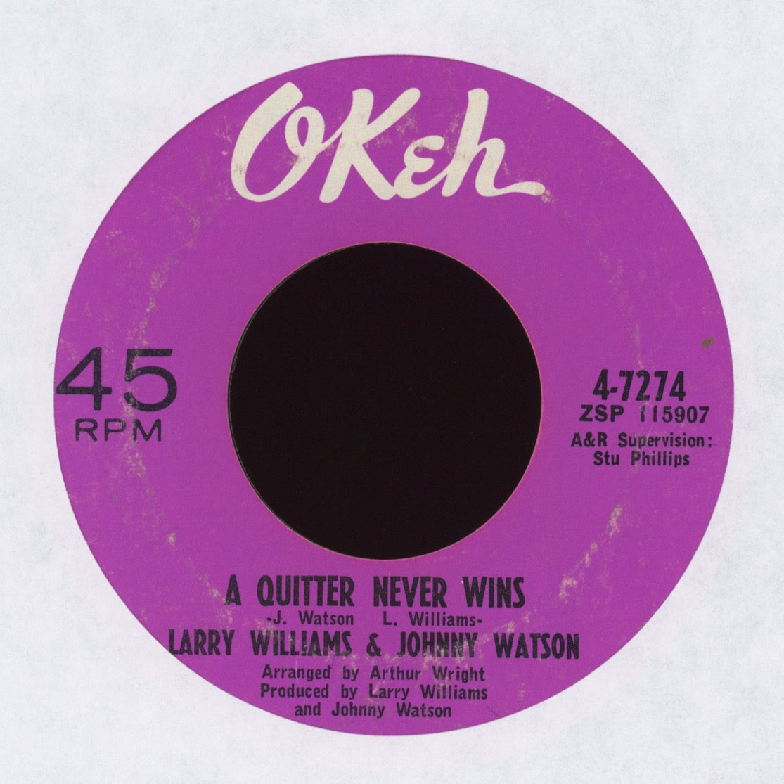 Larry Williams & Johnny Watson - A Quitter Never Wins on Okeh