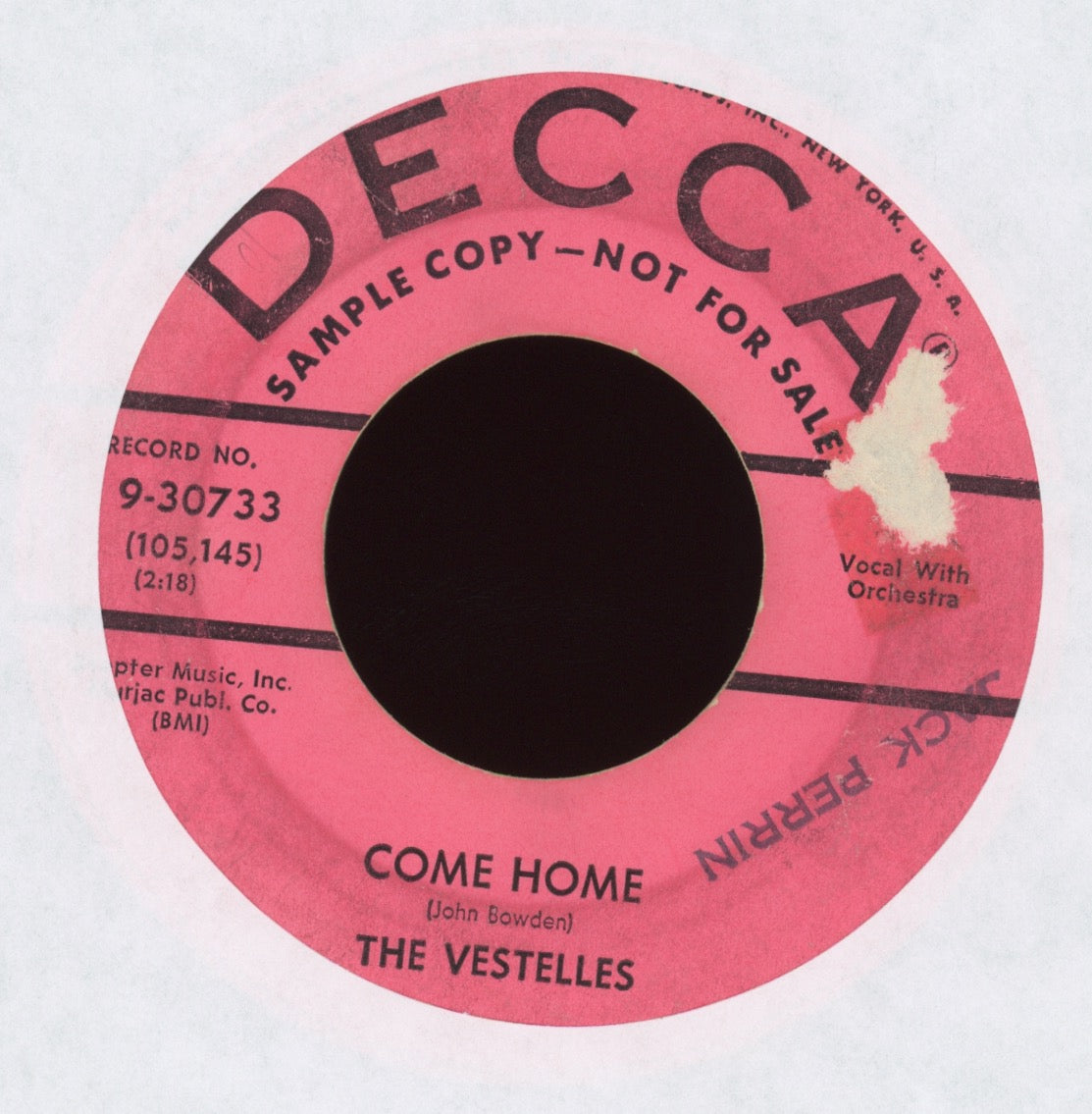 The Vestelles - Come Home on Decca Promo