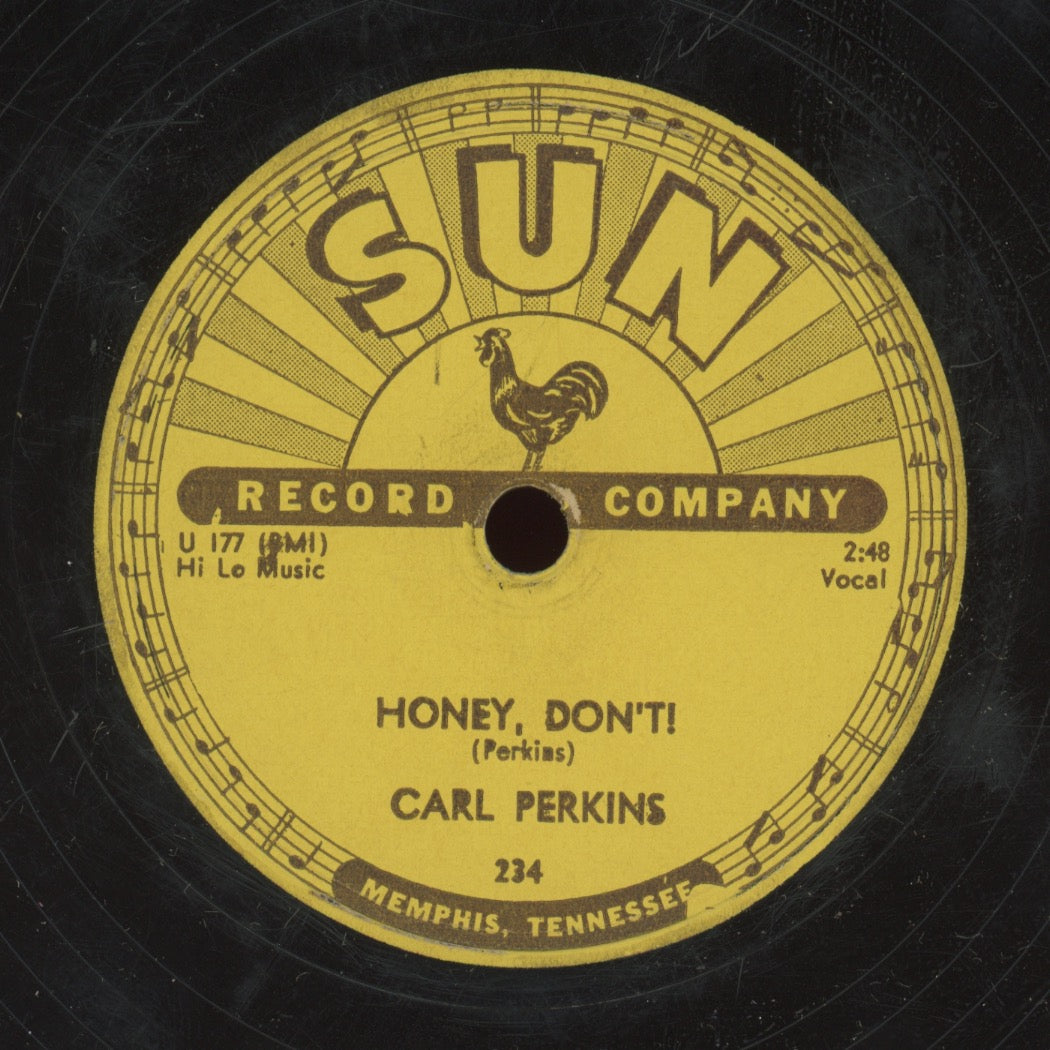 Rockabilly 78 - Carl Perkins - Blue Suede Shoes / Honey, Don't! on Sun