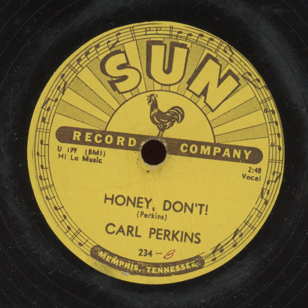 Rockabilly 78 - Carl Perkins - Blue Suede Shoes / Honey, Don't! on Sun