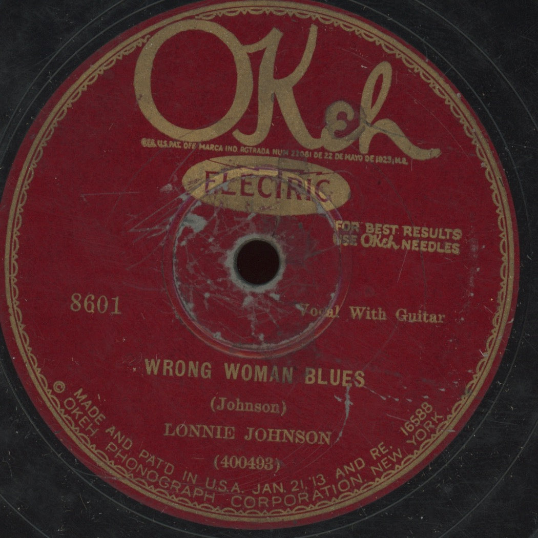 Pre-War Blues 78 - Lonnie Johnson - Wrong Woman Blues / A Broken Heart That Never Smiles on Okeh