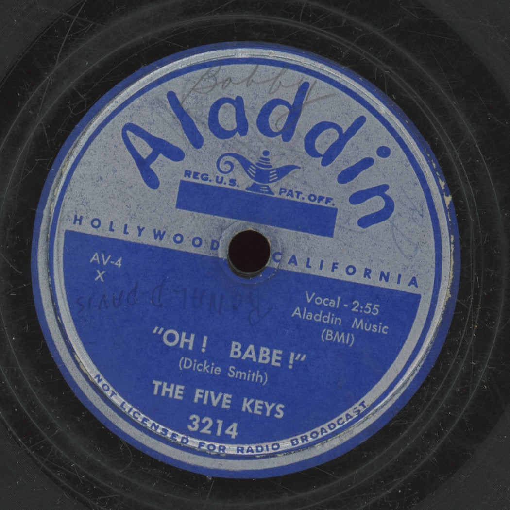 Doo Wop 78 - The Five Keys - My Saddest Hour / "Oh! Babe!" on Aladdin