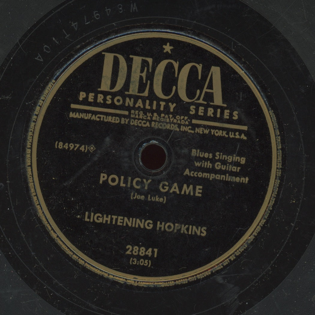 Blues 78 - Lightening Hopkins - The War Is Over / Policy Game on Decca